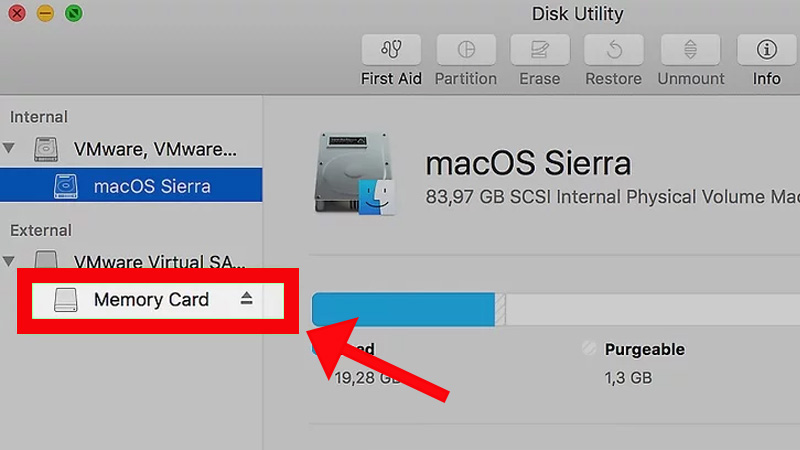  Chọn Memory Card bên trái trang.